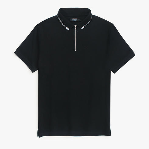 Balmain Black Zipper Polo D Shirt