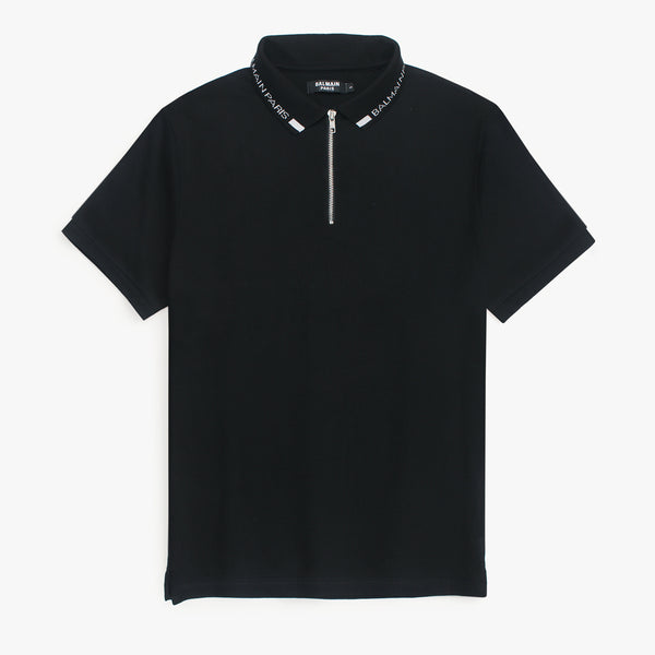 Balmain Black Zipper Polo D Shirt