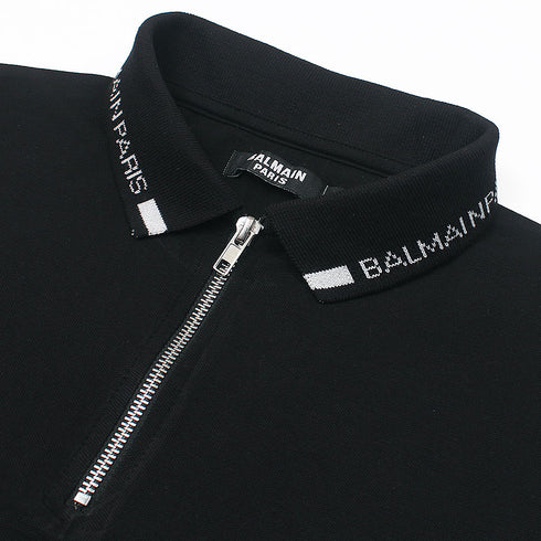 Balmain Black Zipper Polo D Shirt