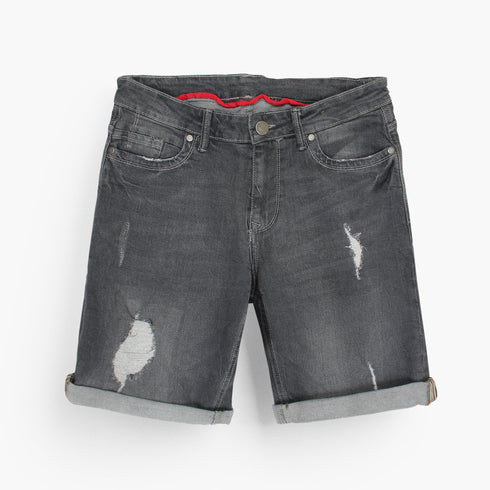 Dark Grey ripped Denim Shorts