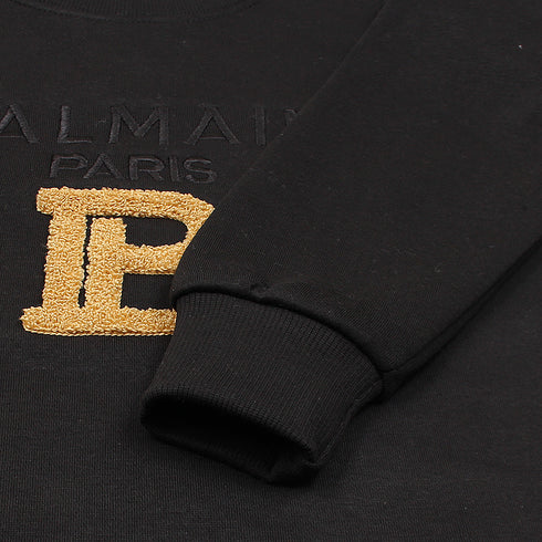 Balmain Towel Embroidered Black Sweatshirt