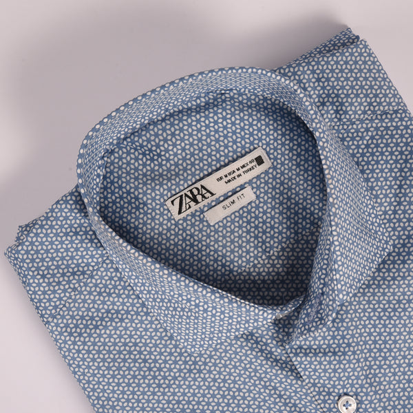 ZR Steel Blue petals Printed Shirt