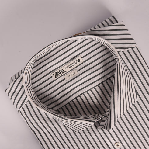 ZR White & Grey Narrow Shirt
