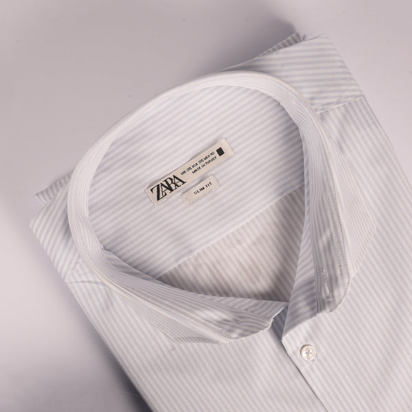 ZR White & light Blue Pin Stripped Shirt
