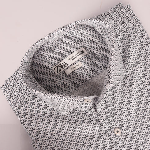 ZR White & Black Printed Shirt