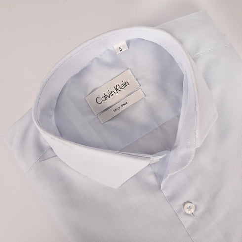 Ck Sky Blue Slub Textured Shirt