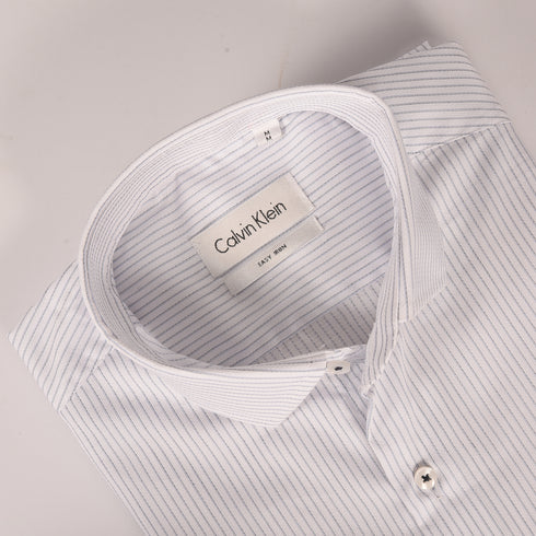 Ck White with Blue and Black Line stripe Shirt