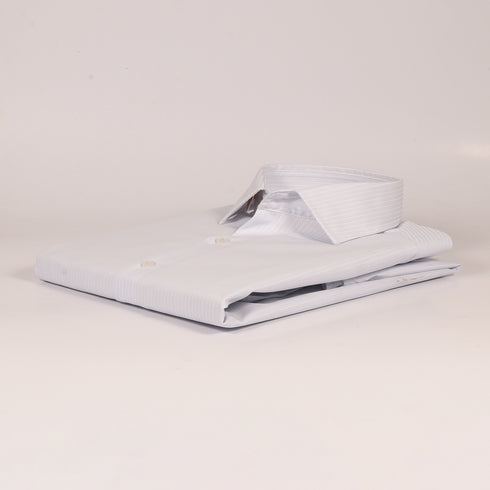 Ck White Self Textured with Blue Duo Stripes Shirt