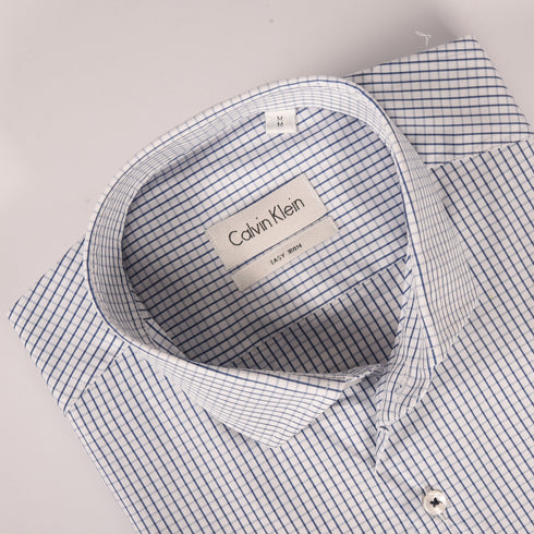 Ck White and Blue Pin Checkered Shirt