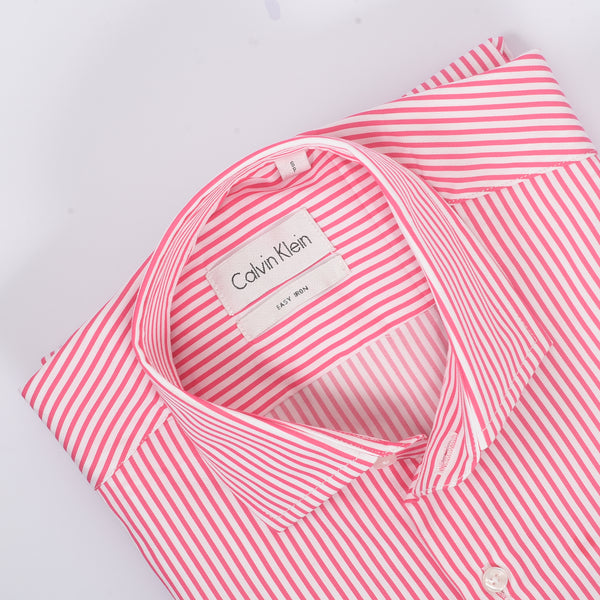 CK Pink and White regular Stripped Shirt