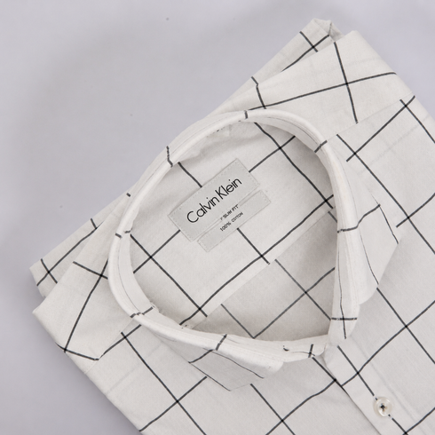 CK White with Black Check Shirt
