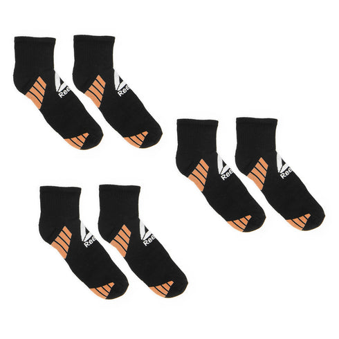 Reebok Ankle Socks Pack of 3 Black & Orange