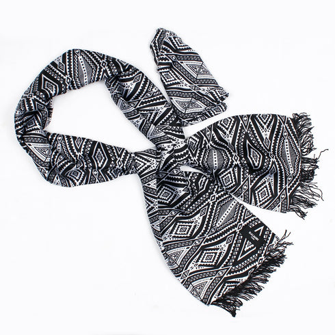 BALMAIN Black & White Silk Premium Scarf (12)