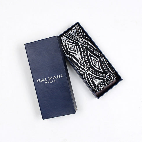 BALMAIN Black & White Silk Premium Scarf (12)