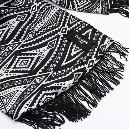 BALMAIN Black & White Silk Premium Scarf (12)