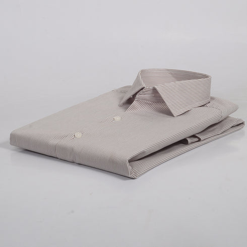 CK White and Brown Narrow Stripe Shirt