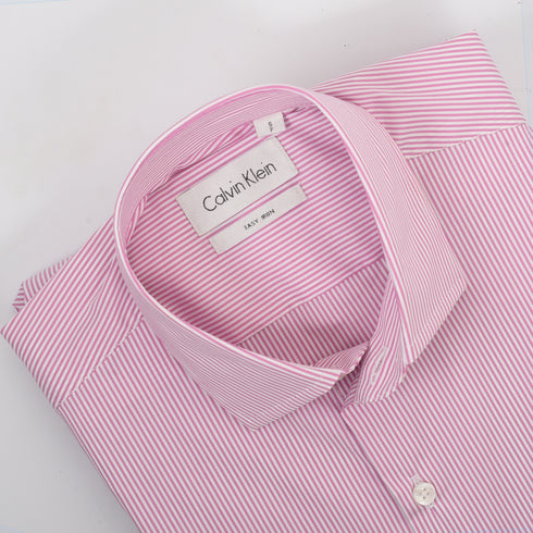 CK White & pink Narrow Stripped Shirt