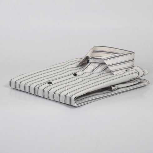 CK White with GreyWide Stripped Shirt