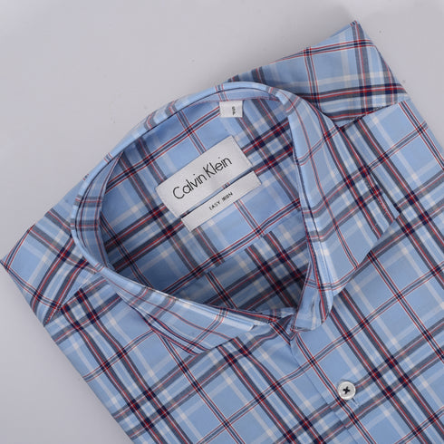 CK Blue with White & Red Checkered Shirt
