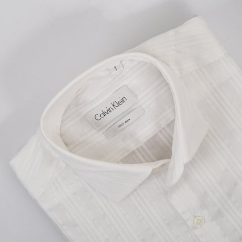 CK Off White Self Stripped Shirt