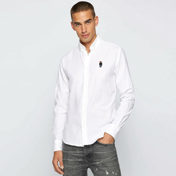 RL White Bear Embroidered Logo Oxford Shirt