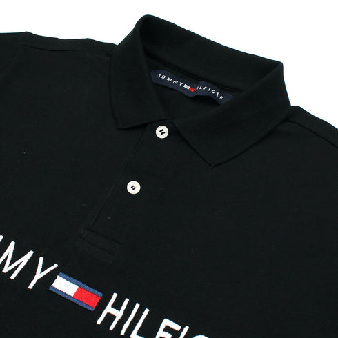 TOMMY BLACK EMBROIDERED POLO SHIRT