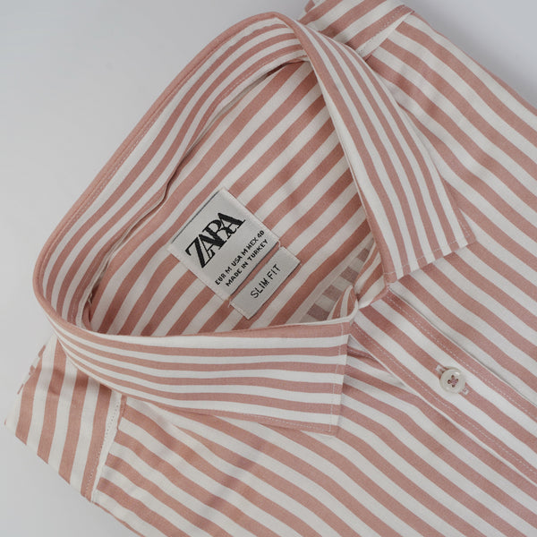 ZR Men Pink & White Stripes Shirt