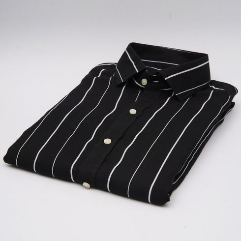 ZR Black & White T stripes Linen Shirt